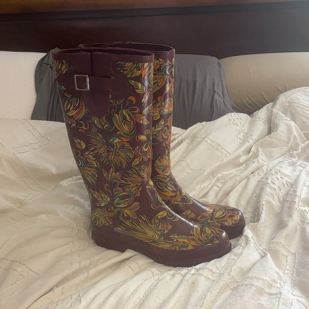 Pearl Multicolor Floral Knee-High Rain Boots